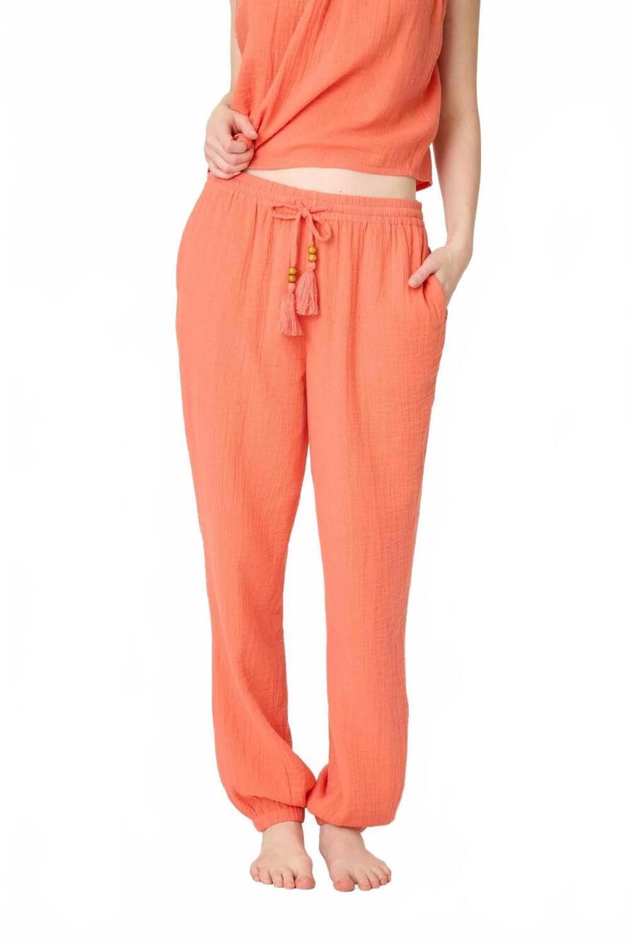 NEW PJ SALVAGE sea you in capri pants in hot coral